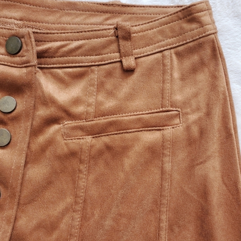SUPER Soft Y2K buttery Faux Suede Camel Skater Skirt- XS - Picture 15 of 16